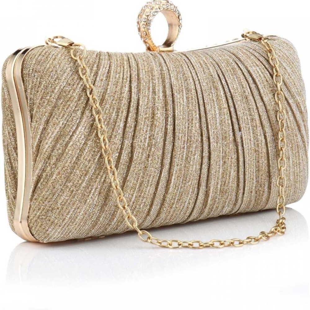Sparkly Champagne and Gold Evening Clutch